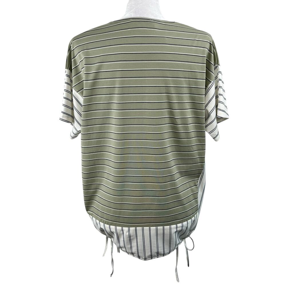 Suzanne Betro Weekend Green Stripe Side-Tie Tunic Top Short Sleeve S NWT - Picture 3 of 14